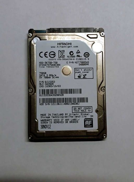 Жорсткий диск Hitachi 2.5 HGST 750Gb HTS547575A9E384