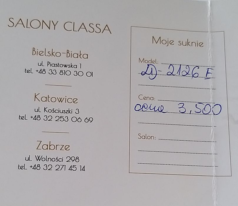 Suknia ślubna Classa