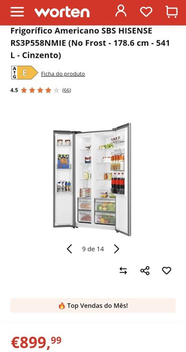 Frigorífico Americano Hisense RS3P558NMIE (Novo Embalado / Garantia 3 Anos)