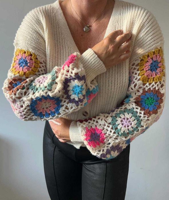 Lamiar handmade włoski kardigan boho  - butik ZakupUDany - wysyłka GRATIS