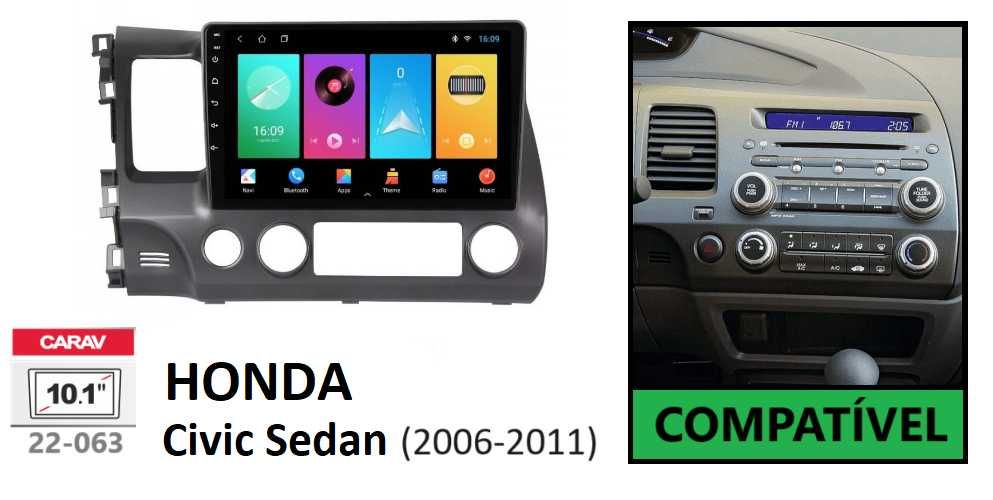 Rádio 2DIN HONDA Civic Sedan Hybrid (2006 até 2011) • Android [4+64GB]