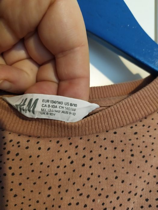 H&M bluza królik kropki 134/140