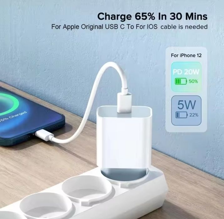 Швидка зарядка на айфон, блок 20w+кабель ligtindg, iphone,