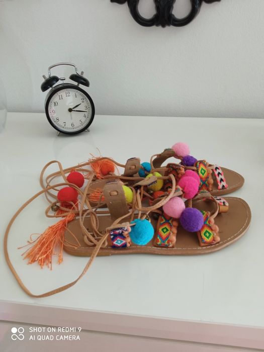 Sandały Boho frędzle pompony lato 37 Warszawa Mokotów