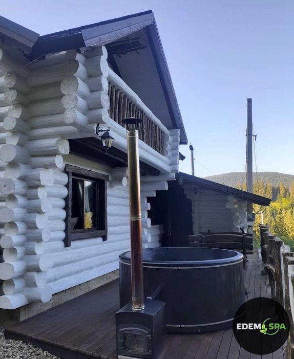 Спа курорт на дровах з гидромасажем. Джакузі. Лазня. Холодна купіль.