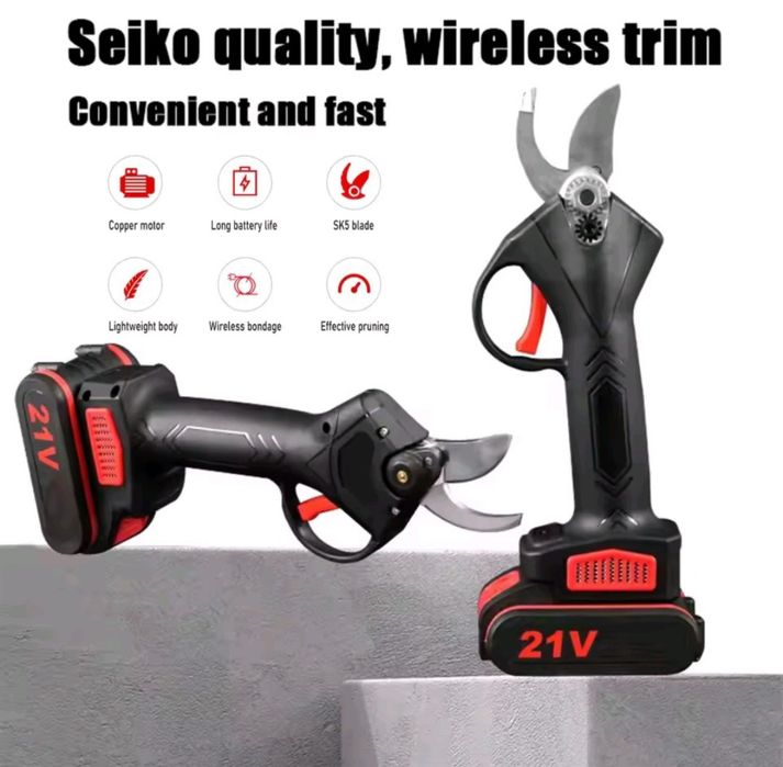 Tesoura poda podar a bateria 21v 2 baterias