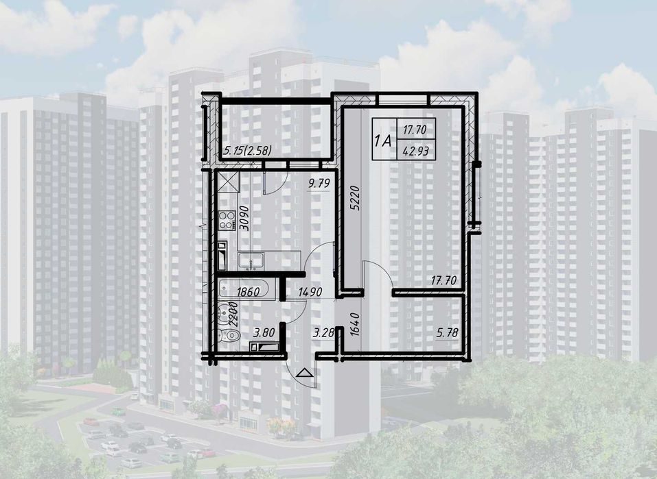 Продам 1 кімн квартиру 42.93м, Коноплянська, 22А, Оболонський р-н