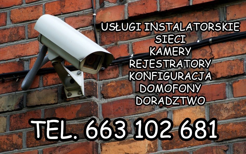 Monitoring SIECI Kamery Montaż Instalacje Rejestrator RJ45 Wrocław