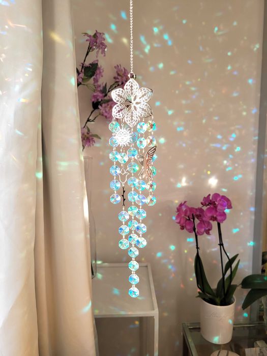 ŁAPACZ SŁOŃCA Snów Zawieszka na Okno Koliber Słońce Dzwonek Kolorowa