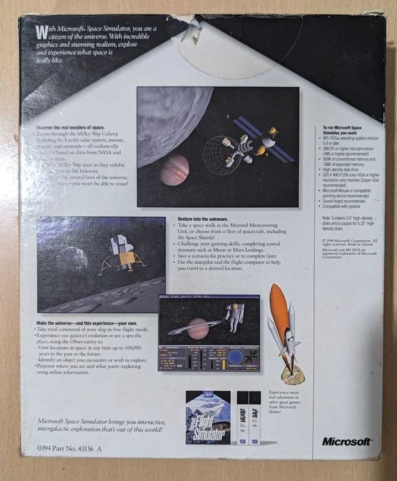 Microsoft Space Simulator (PC) (1994) Aveiro • OLX.pt