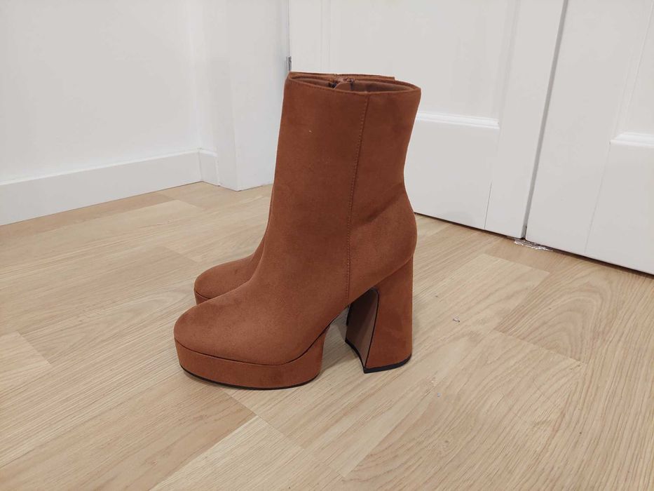 Botas de Salto Castanhas - wide fit 38