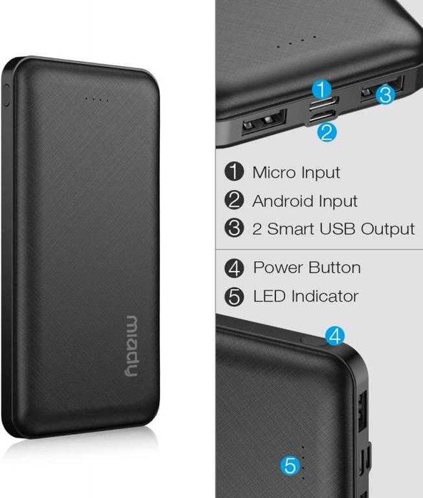 Портативное зарядное устройство Power Bank Miady 10000mAh с двумя портами USB Б/У