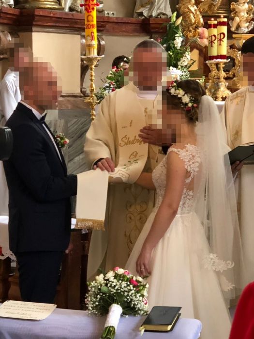 Suknia ślubna 34 akemi gala muślin, na niską osobę