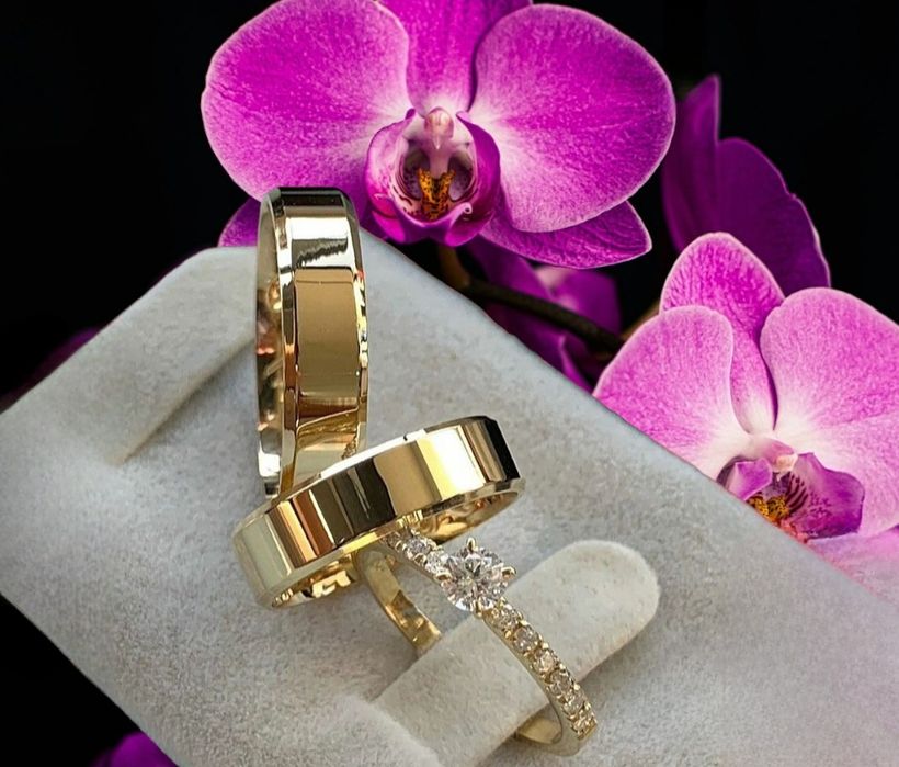 Fazowane Eleganckie Złote Obrączki Ślubne