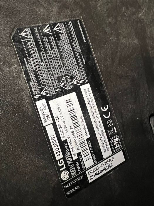 Телевізор LG 43UJ6307. Під ремонт