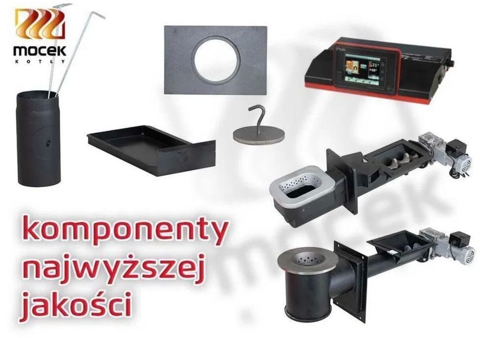 Kocioł na ekogroszek, pellet,Moceko drewno PRO piec25kW Mocek podajnik