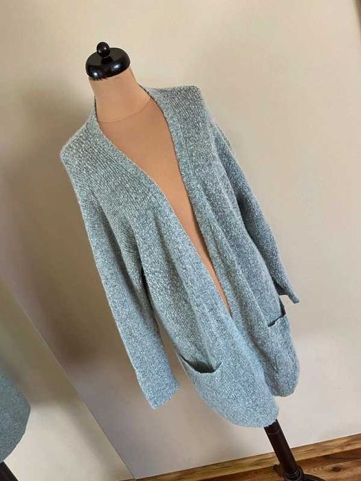 42 44 kaffe dlugi sweter szary long welna moher oversize narzuta