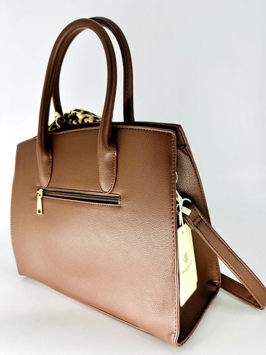 Nowa torebka a4 shopperka brązowa chusta