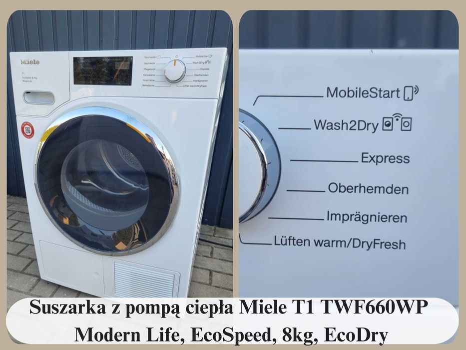 Suszarka z pompą ciepła Miele T1 TWF660WP Modern Life, EcoSpeed, 8kg