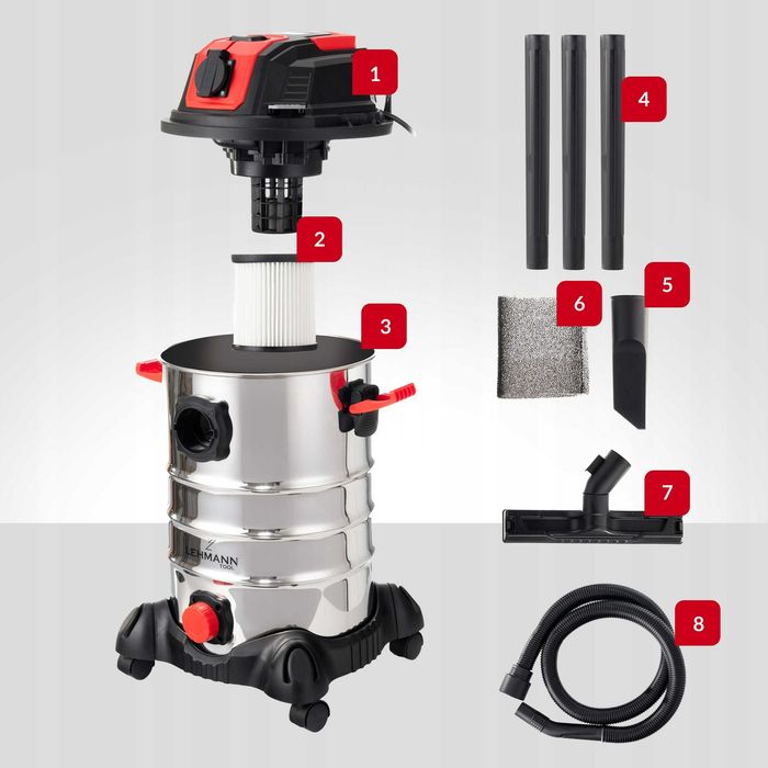 Промисловий пилосос Lehmann 30л. 3500W. + розетка. Будівельний пилосос. Вологе і сухе прибирання.