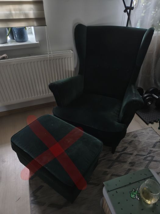 Fotel Strandmon Ikea ciemnozielony