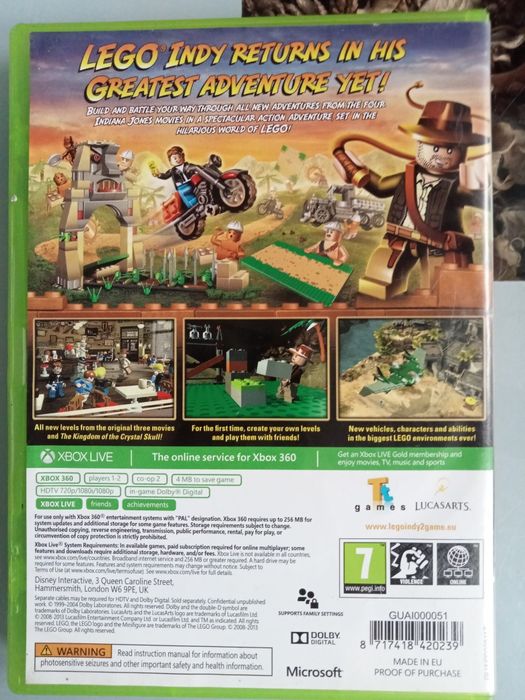 Gra Xbox 360 LEGO Indiana Jones 2 stan bardzo dobry na prezent