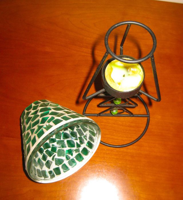 Candeeiro de Vela com Abajur em Vidro