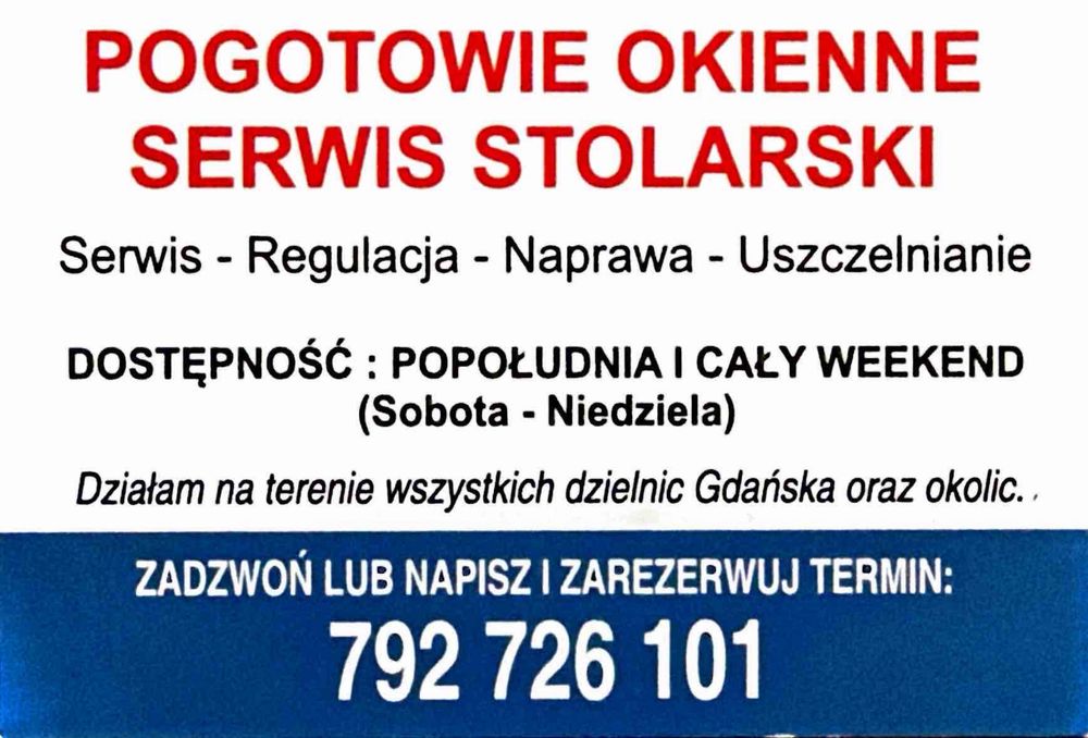 Serwis Okien i Drzwi od A do Z | Gdańsk i Okolice | Praca także w Weekendy!