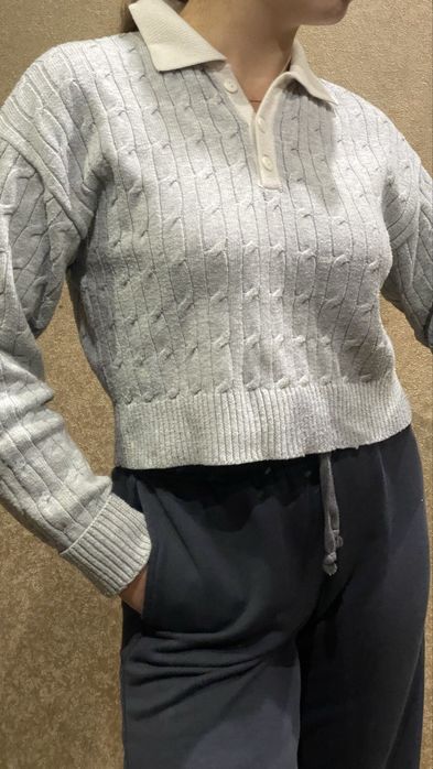 Серый свител поло BERSHKA