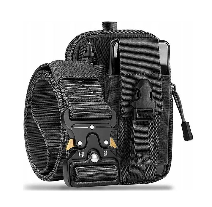 Zestaw Czarna Nerka + Czarny PAS Wojskowy Taktyczny