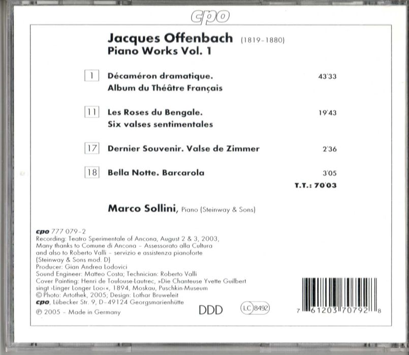 CD - Offenbach Piano Works Vol 1