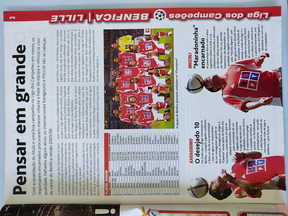 Programa Benfica Lille Champions league 2005/2006