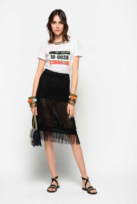 PINKO T-shirt z nadrukiem biały INCARNATA S , M