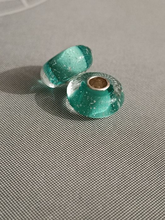 2szt. Nowe charmsy murano miętowe - srebro 925