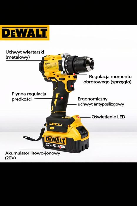 Wiertarko-Wkrętarka Udarowa DeWalt DCD805 20V XR BL – BODY / Mocna + L