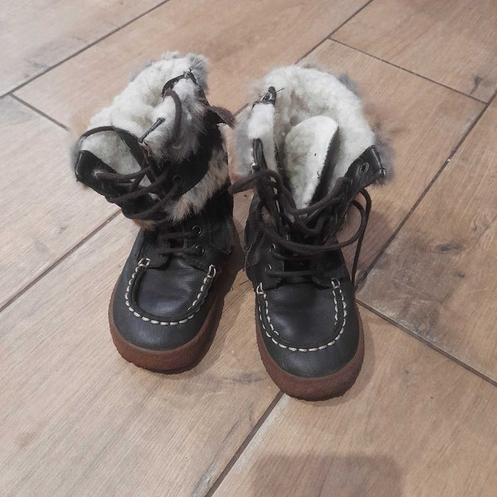 Buty zimowe dla dziewczynki POM D'API, skórzane, rozm. 24, kolor brąz