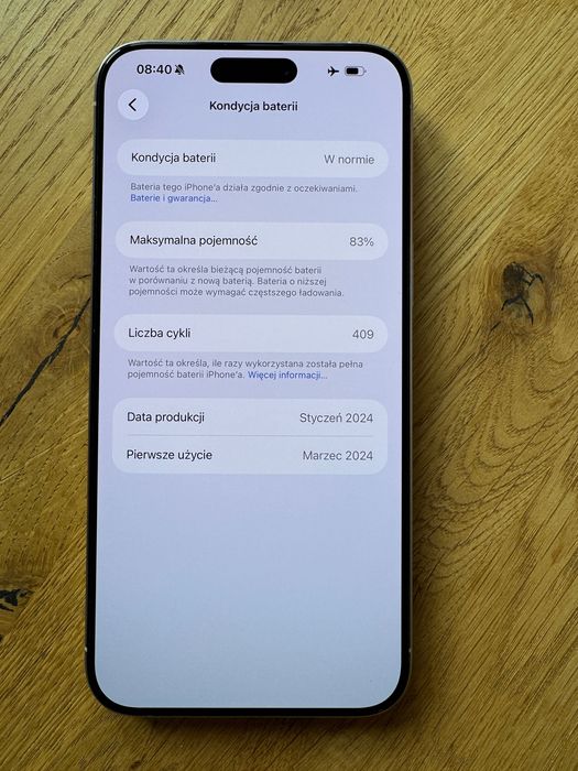 iPhone 15 Pro Max 256GB Biały Tytan | 83% | Stan idealny | Pełny zestaw | Dodatki