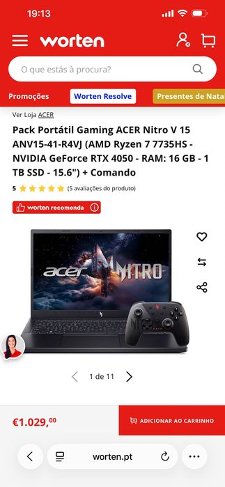 Acer nitro com RTX 4050 + comando, menos de 3 MESES