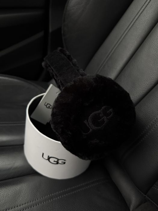 Хутряні замешеві UGG навушники рижі коричневі чорні