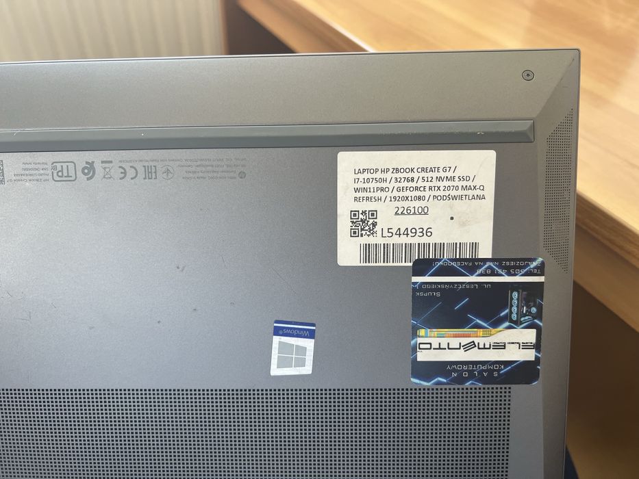 Laptop hp zbook create g7 + stacja dokujaca