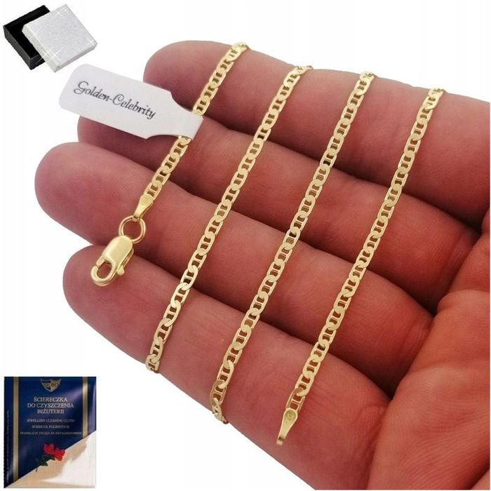 Męski Złoty Łańcuszek Srebro 925/585 Biżuteria Dla Faceta Mężczyzny Pr