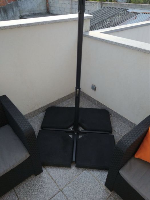 Guarda sol hexagonal grande + 4 bases cimento