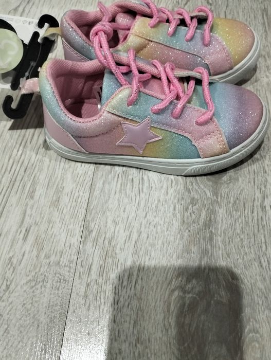 Nowe tęczowe brokatowe trampki roz 25
