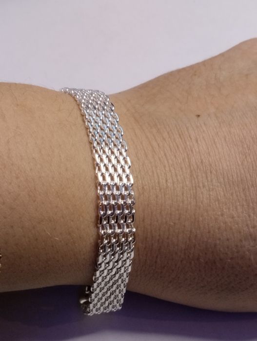 Bransoletka szeroka siatka 925srebro nowa na prezent Walentynki