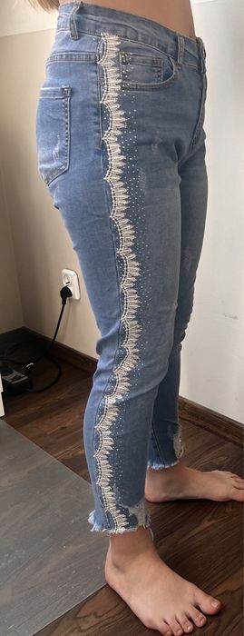 Spodnie jeansy dżinsy jasny niebieski 38 M