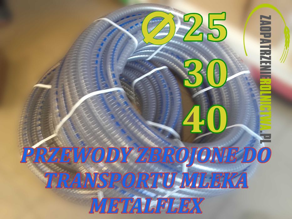Przewód zbrojony do transportu mleka 30x39mm do dojarki