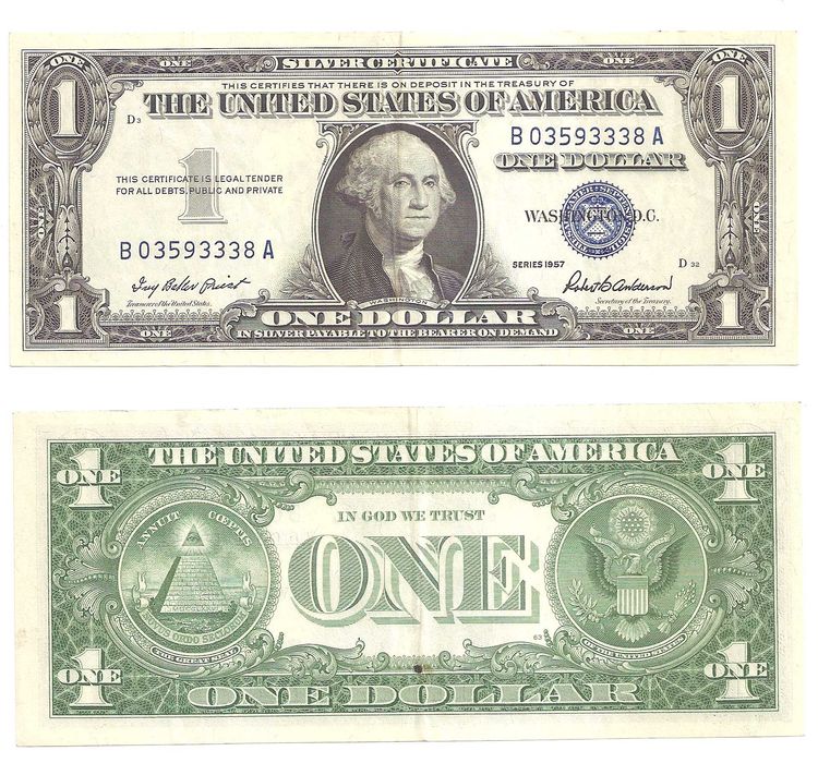 Банкнота 1 Доллар США 1957 год серебряный сертификат