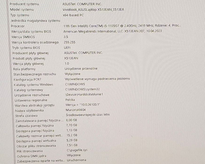Mocny Laptop ASUS  z Fajnym Monitorkiem
