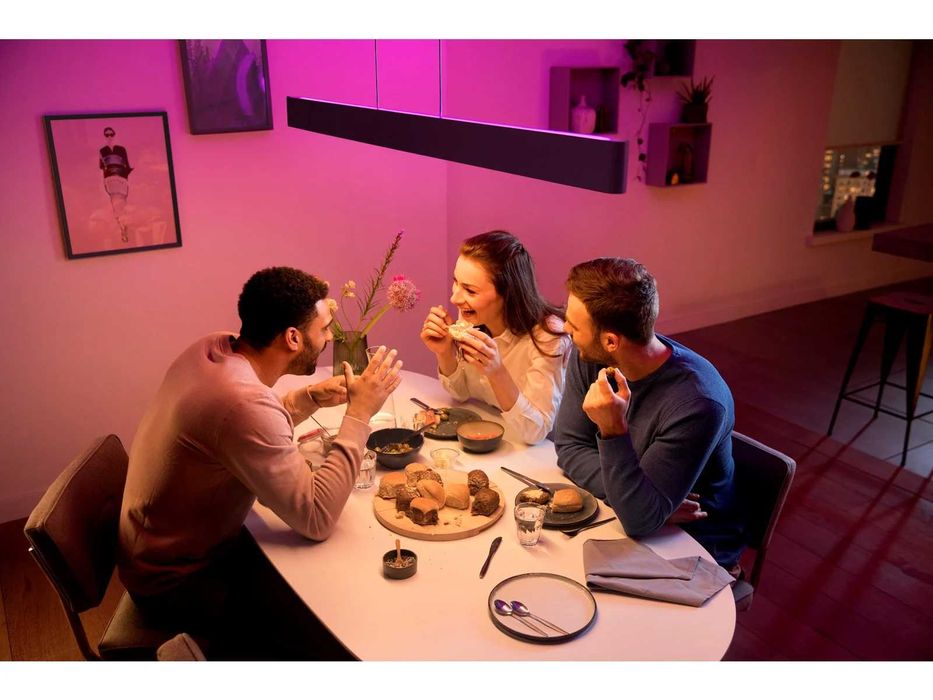 Philips Hue ENSIS Preto, Candelabro suspenso com regulação RGB 2 zonas
