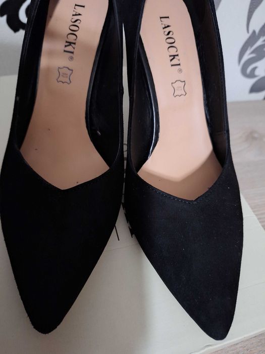 Czółenka Lasocki, szpilki 39 skóra, czarne